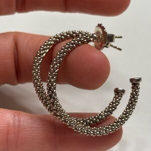 LAGOS Caviar Silver Beaded Hoop Earrings